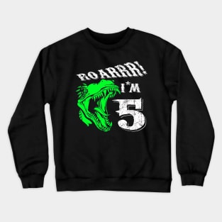 5 years old 5th Birthday Dinosaur Crewneck Sweatshirt